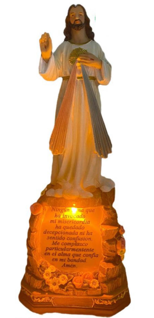Divine Mercy with Light - Spanish Prayer 12" Statue