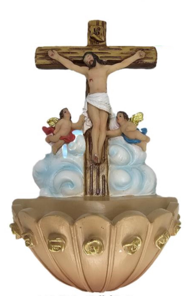 Crucifixion Holy Water Plaque 8"