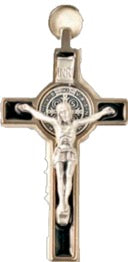 St. Benedict Small Metal Crucifix 3" - Silver/Black