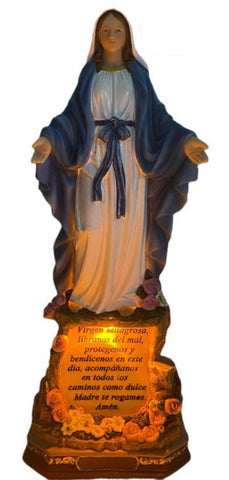 O.L. of Grace with Light - Spanish Prayer 12" Statue