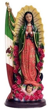 O.L. of Guadalupe w/ Flag 12" Statue