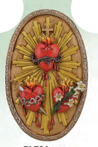 3 Hearts (Jesus, Mary and Joseph) Plaque 14.5"