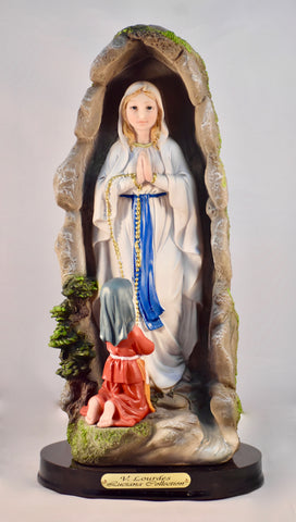O.L. of Lourdes in Grotto w/ St. Bernadette 12" Statue