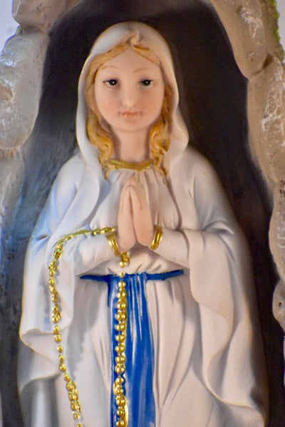 O.L. of Lourdes in Grotto w/ St. Bernadette 8" Statue
