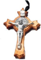 St. Benedict Small Wood Crucifix 3" with Cord