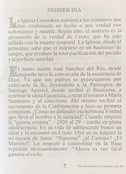 Novena a San Jose Sanchez del Rio