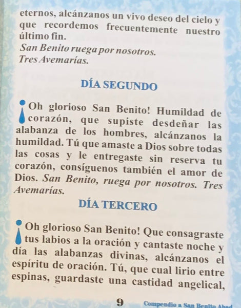 Compendio de Oraciones a San Benito y Triduo a Santa Escolástica