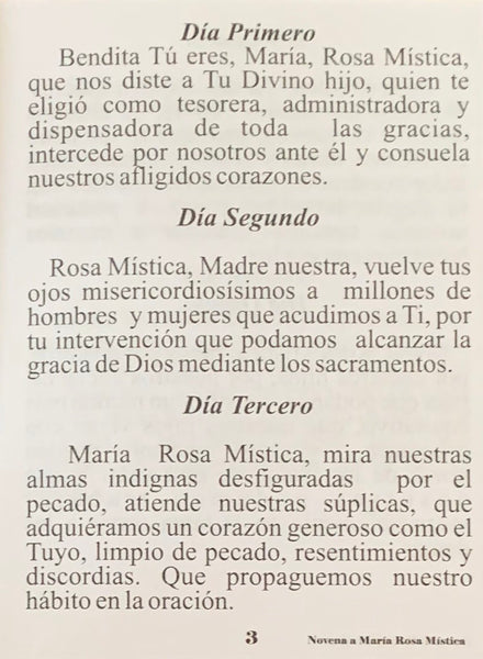 Novena, Rosario y Plegaria a Maria Rosa Mistica