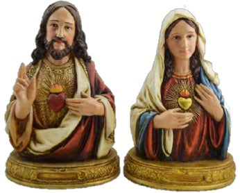 Sacred Hearts of Jesus and Mary (Busts) - 2pcs -12" Statue